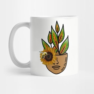 Save the Bees - Tropical House Plant with Sunflowers and Bees Mug